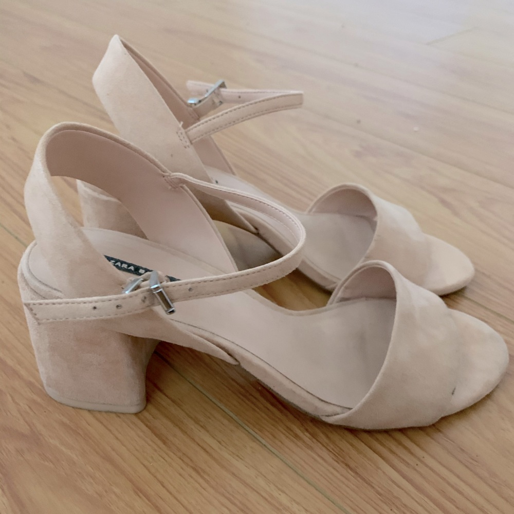 Blush block heels